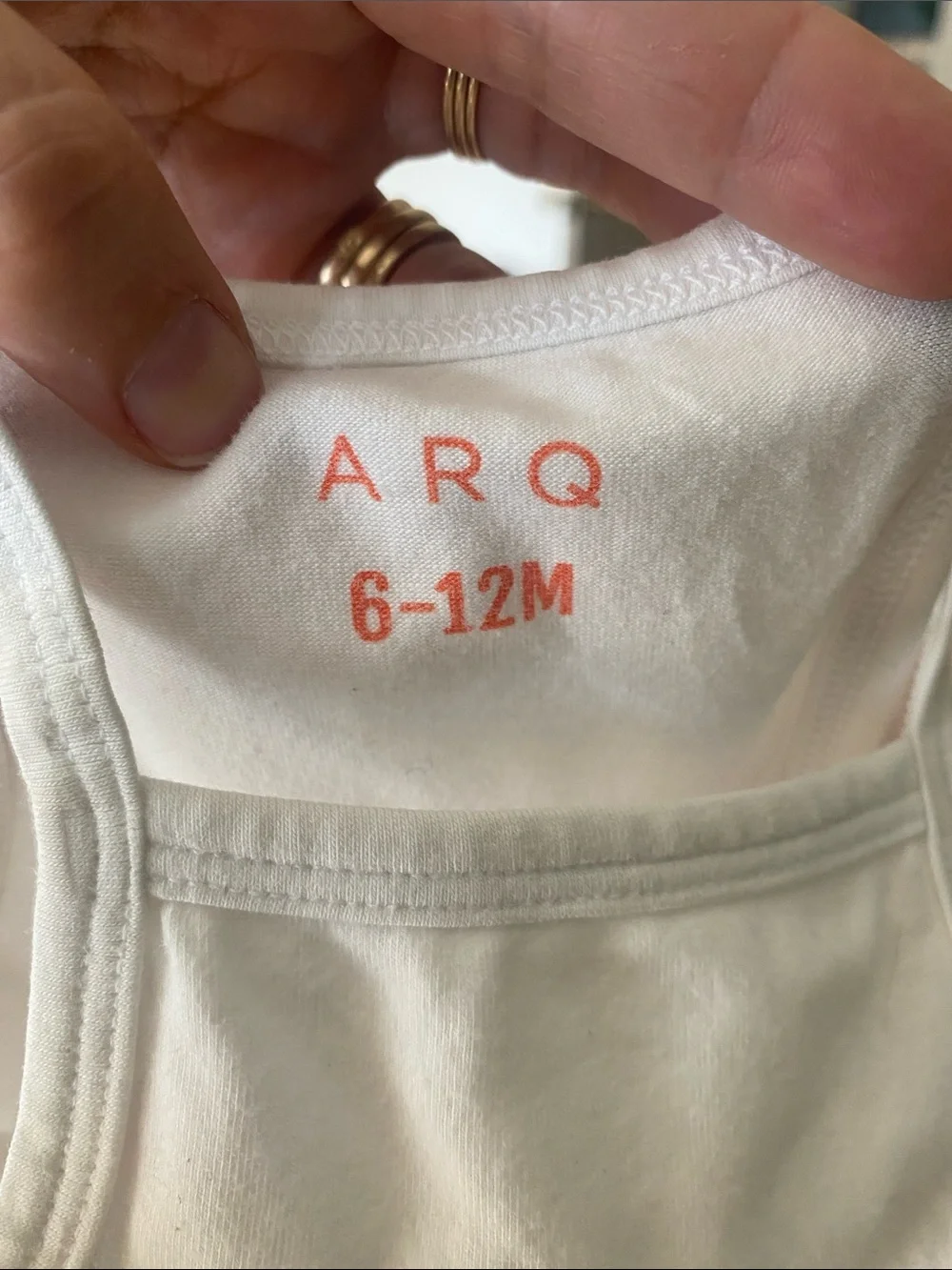 ARQ baby tank top onesie 6-12 months white organic cotton